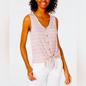 NWOT Hippie Rose Tie Rib Knit Striped Sleeveless V-Neck Tank Top Shirt - Size M